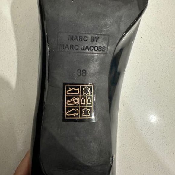 Marc by Marc Jacobs Patent Black Peep-toe Heels Sz 8 - Picture 7 of 7